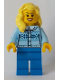 Minifig No: cty0892  Name: Fair Isle Sweater, Bright Light Yellow Female Hair over Shoulder, Blue Legs