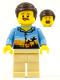 Minifig No: cty0909  Name: Hiker, Male Parent, Palm Tree Shirt, Moustache, Dark Brown Smooth Hair