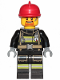 Minifig No: cty0965  Name: Fire - Reflective Stripes with Utility Belt, Red Fire Helmet, Goatee