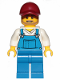 Minifig No: cty1006  Name: Gardener - Male, Blue Overalls over V-Neck Shirt, Blue Legs, Dark Red Cap, Beard