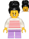 Minifig No: cty1019  Name: Girl, White with Red Stripes Sweater, Medium Lavender Short Legs