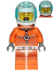 Minifig No: cty1034  Name: Astronaut - Male, Orange Spacesuit with Dark Bluish Gray Lines, Trans Light Blue Large Visor, Large Smile with Eyes Closed and Smirk