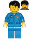Minifig No: cty1040  Name: Astronaut - Male, Blue Jumpsuit, Black Hair Short Tousled with Side Part, Queasy and Open Mouth Smile