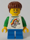 Minifig No: cty1046  Name: Child - Boy, Classic Space Shirt with Minifigure Floating and Back Print, Blue Short Legs, Reddish Brown Hair, Freckles