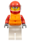Minifig No: cty1112  Name: Male, White and Red Jumpsuit with 'XTREME' Logo, Red Helmet, Orange Life Jacket, Sunglasses