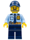 Minifig No: cty1120  Name: Police - City Officer Shirt with Dark Blue Tie and Gold Badge, Dark Tan Belt with Radio, Dark Blue Legs, Dark Blue Cap, Full Beard