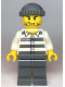Minifig No: cty1122  Name: Police - Jail Prisoner 50380 Prison Stripes, Stubble, Dark Bluish Gray Knit Cap