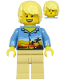 Minifig No: cty1184  Name: Plane Passenger - Male, Bright Light Yellow Hair, Medium Blue Hawaiian Shirt, Tan Legs