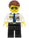Minifig No: cty1189  Name: Pilot - Female, Reddish Brown Hair, White Shirt with Dark Blue Tie, Black Legs