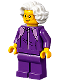 Minifig No: cty1195  Name: Plane Passenger - Grandmother, Dark Purple Tracksuit, White Wavy Hair, Glasses