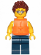 Minifig No: cty1200  Name: Tank Top with Surfer Silhouette, Dark Blue Legs, Reddish Brown Hair Spiked, Life Jacket 2 Straps, Silver Sunglasses