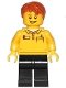 Minifig No: cty1239  Name: LEGO Store Employee, Black Legs, Dark Orange Tousled Hair, Lopsided Grin