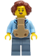 Minifig No: cty1245  Name: Woman - Bright Light Blue Hoodie over Dark Purple Star Shirt, Sand Blue Legs, Reddish Brown Hair, Baby Carrier