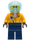 Minifig No: cty1266  Name: Airshow Jet Pilot - Bright Light Orange Jacket, Dark Blue Legs, White Helmet, Oxygen Mask