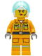 Minifig No: cty1282  Name: Fire - Reflective Stripes, Bright Light Orange Suit, White Helmet, Headset
