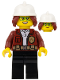 Minifig No: cty1288  Name: Fire Chief, Female - Freya McCloud, Dark Red Jacket, Black Legs, White Fire Helmet, Open Mouth Smile / Lopsided Grin Pattern