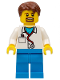 Minifig No: cty1289  Name: Doctor - Stethoscope, Dark Azure Legs, Reddish Brown Hair, Beard