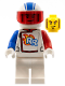 Minifig No: cty1319  Name: Rocket Racer - Stuntz Driver, White Jumpsuit with Blue and Red Arms, White Helmet, Trans-Red Visor