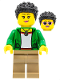Minifig No: cty1321  Name: Female with Green Jacket, Dark Tan Legs, Short Black Coiled Hair