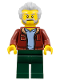 Minifig No: cty1336  Name: Man, Dark Red Jacket with Bright Light Blue Shirt, Dark Green Legs, Light Bluish Gray Hair, Beard and Sideburns (Rescue Helicopter Transport Driver)