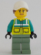 Minifig No: cty1349  Name: Ambulance Driver - Female, Dark Turquoise and Neon Yellow Safety Vest, Sand Green Legs