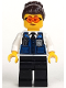 Minifig No: cty1365  Name: Police - Officer Gracie Goodhart, Dark Blue Vest, Black Pants, Orange Goggles, and Dark Brown Hair with Bun