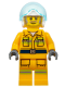 Minifig No: cty1369  Name: Fire - Reflective Stripes, Bright Light Orange Suit, White Helmet, Dark Tan and Gray Beard