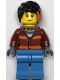 Minifig No: cty1379  Name: Police Crook, Female - Daisy Kaboom Dark Red Torso with Orange Stripes, Medium Blue Legs