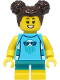 Minifig No: cty1386  Name: Girl - Medium Azure Sleeveless Jellyfish Shirt, Dark Turquoise Short Legs, Dark Brown Hair