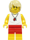 Minifig No: cty1388  Name: Beach Lifeguard - Male, White Shirt, Red Shorts, Tan Hair