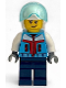 Minifig No: cty1397  Name: Stunt Plane Pilot - Male, Dark Azure Jacket, Dark Blue Legs, White Helmet, Trans-Light Blue Visor, Stubble