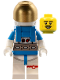 Minifig No: cty1407  Name: Lunar Research Astronaut - Male, White and Dark Azure Suit, White Helmet, Metallic Gold Visor, Moustache