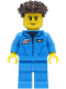 Minifig No: cty1421  Name: Lunar Research Astronaut - Male, Dark Azure Jumpsuit, Dark Brown Coiled Hair with Short Straight Sides