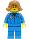 Minifig No: cty1422  Name: Lunar Research Astronaut - Female, Dark Azure Jumpsuit, Medium Nougat Hair, Glasses