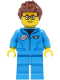 Minifig No: cty1427  Name: Lunar Research Astronaut - Male, Dark Azure Jumpsuit, Reddish Brown Spiked Hair, Glasses
