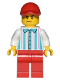 Minifig No: cty1434  Name: Hot Dog Vendor - Red Legs and Cap, Sweat Drops