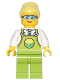 Minifig No: cty1441  Name: Farmer Peach - Lime Overalls over White Shirt, Lime Legs, Bright Light Yellow High Bun, Glasses