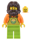 Minifig No: cty1442  Name: Farmer - Male, Lime Overalls over Orange Shirt, Lime Legs, Dark Brown Shaggy Hair and Beard