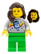 Minifig No: cty1454  Name: Stuntz Spectator - Female, Popsicle Shirt, Bright Green Legs, Dark Brown Hair