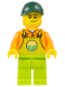 Minifig No: cty1478  Name: Farmer - Male, Lime Overalls over Orange Shirt, Lime Legs, Dark Green Cap
