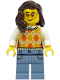 Minifig No: cty1492  Name: Passenger - Female, Tan Knit Argyle Sweater Vest, Sand Blue Legs with Pockets, Dark Brown Hair, Glasses