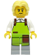 Minifig No: cty1494  Name: Cyclist - Male, White Shirt, Lime Apron, Bright Light Yellow Hair