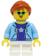 Minifig No: cty1497  Name: Stuntz Spectator - Child, Bright Light Blue Jacket, White Short Legs, Dark Orange Hair