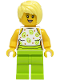 Minifig No: cty1507  Name: Sandwich Shop Customer - Female, White Top, Lime Legs, Bright Light Yellow Hair