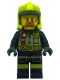 Minifig No: cty1556  Name: Fire - Reflective Stripes with Utility Belt and Flashlight, Neon Yellow Fire Helmet, Dark Orange Moustache and Goatee, Splotches