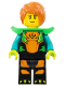 Minifig No: cty1575  Name: Stuntz Driver - Male, Black Jumpsuit with Orange Trim and Dark Turquoise Arms, Bright Green Shoulder Pads, Dark Orange Hair