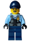 Minifig No: cty1588  Name: Police - City Officer Male, Safety Vest with Police Badge, Dark Blue Legs, Dark Blue Cap, Black Moustache