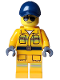 Minifig No: cty1592  Name: Stuntz Crew - Male, Bright Light Orange Suit with Reflective Stripes, Dark Blue Cap, Sunglasses