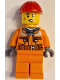 Minifig No: cty1604  Name: Construction Worker - Male, Orange Safety Jacket, Reflective Stripe, Sand Blue Hoodie, Orange Legs, Red Construction Helmet