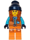 Minifig No: cty1613  Name: Arctic Explorer - Female, Orange Jacket, Dark Orange Braids with Dark Blue Beanie, Freckles